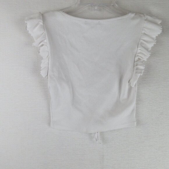 Zara Flutter Sleeve Crop Top Size M V neck - Picture 6 of 9